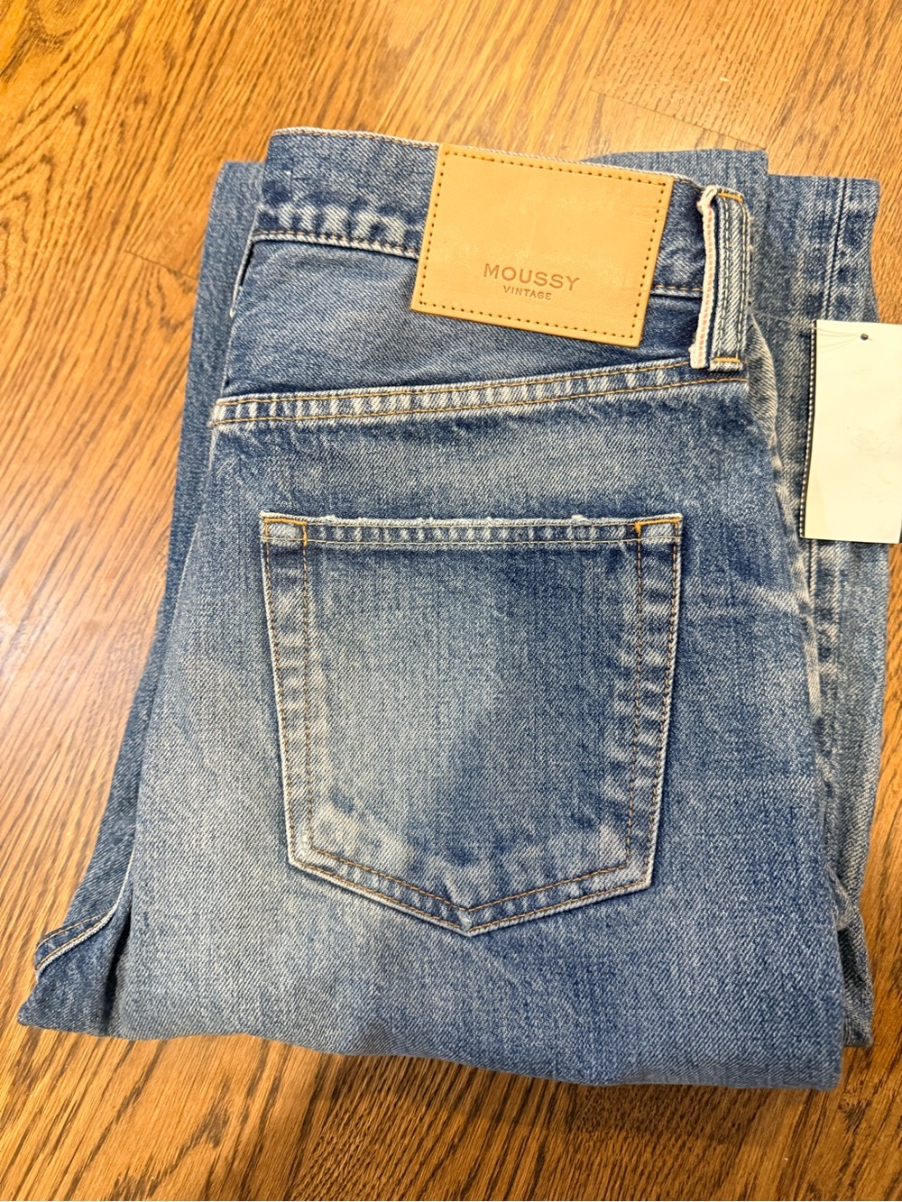 Moussy Vintage: Gulfport Distressed Wide Straight Jeans Blue
